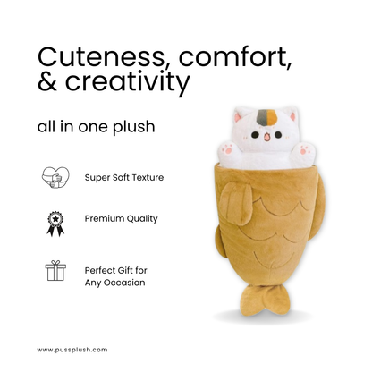 PussPlush™ Hidden Kitty Inside Fish Plush